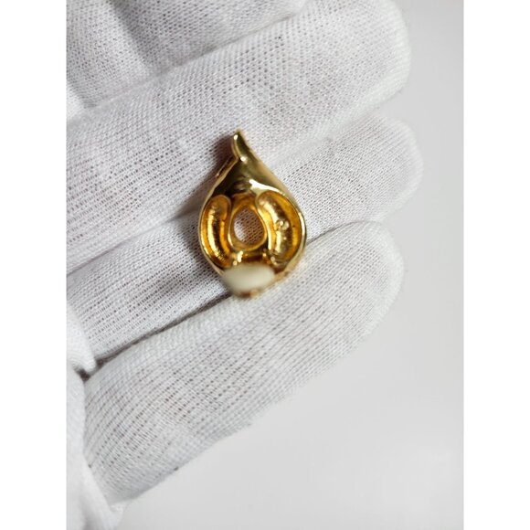 Vintage Swarovski Gold-Tone Snake Clip-On Earrings With Ruby Red Crystal Accent - Picture 5 of 7